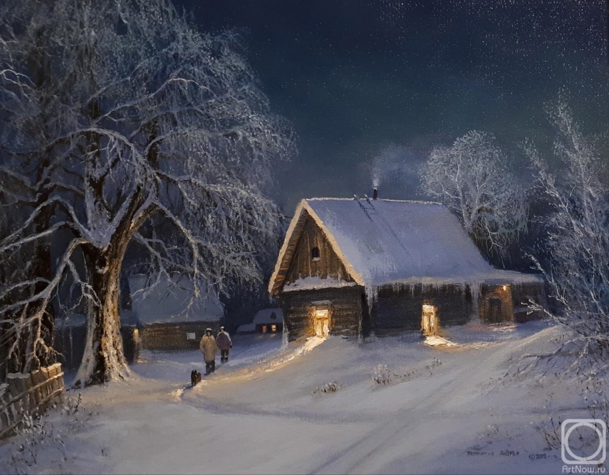 Ночные хаты. Зимний пейзаж деревня. Деревенский домик зимой. Зимний деревенский пейзаж.